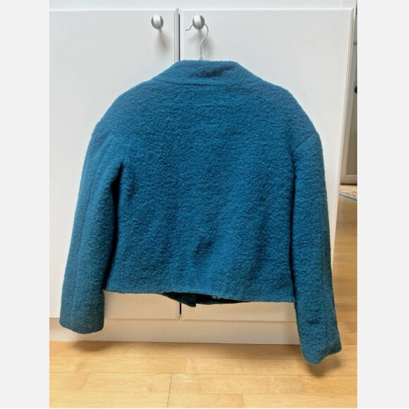 NWOT Anthropologie Leifsdottir Teal Wool Blend Cropped Jacket, Size 6 - Picture 4 of 12